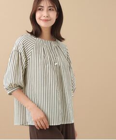 Reflect / リフレクト シャツ・ブラウス | 【E‐QUALITY／体型カバー／ゆったり着られる◎】ストライプ×パフスリーブのブラウス