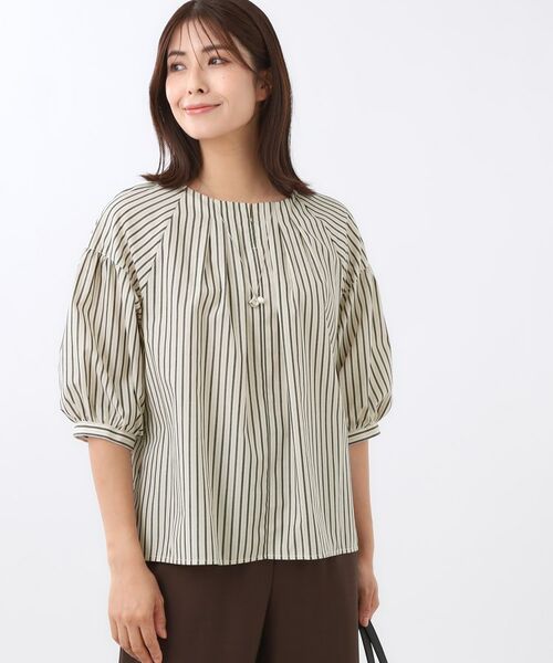 Reflect / リフレクト シャツ・ブラウス | 【E‐QUALITY／体型カバー／ゆったり着られる◎】ストライプ×パフスリーブのブラウス | 詳細5