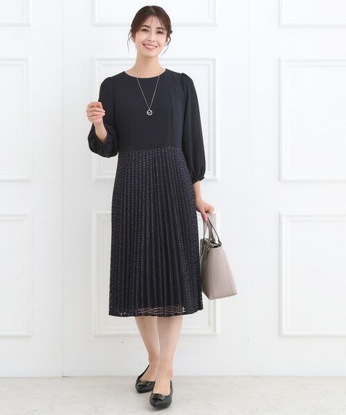 Reflect / リフレクト ミニ丈・ひざ丈ワンピース | 【フォーマル/入卒/一枚で着映え◎】シフォン×幾何柄レースプリーツワンピース | 詳細12