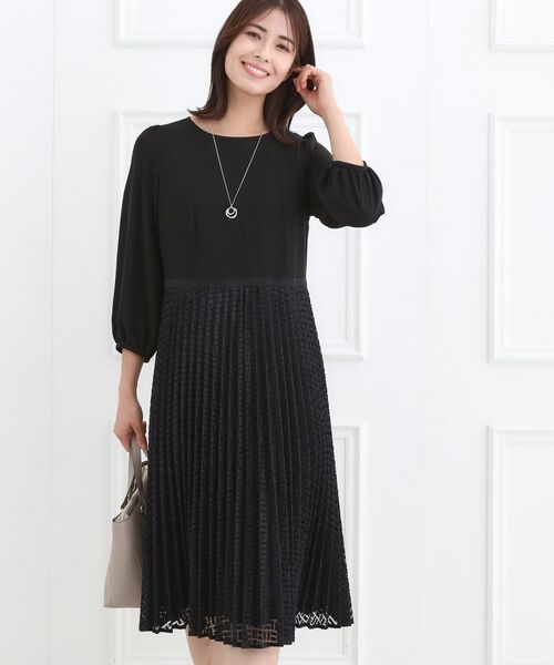 Reflect / リフレクト ミニ丈・ひざ丈ワンピース | 【フォーマル/入卒/一枚で着映え◎】シフォン×幾何柄レースプリーツワンピース | 詳細3