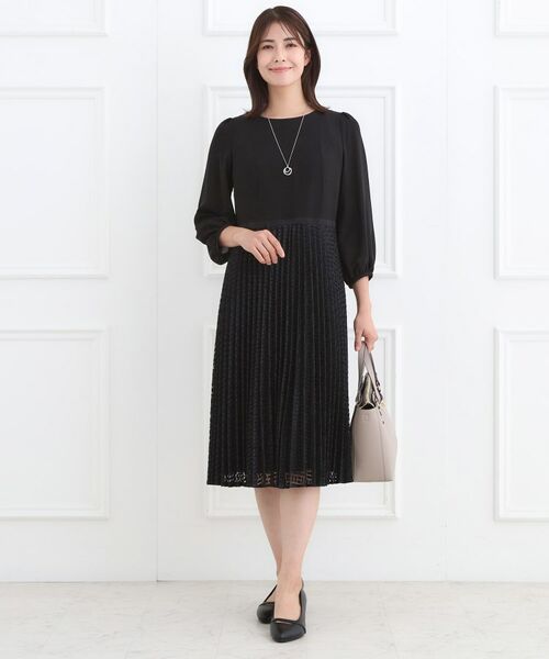 Reflect / リフレクト ミニ丈・ひざ丈ワンピース | 【フォーマル/入卒/一枚で着映え◎】シフォン×幾何柄レースプリーツワンピース | 詳細4