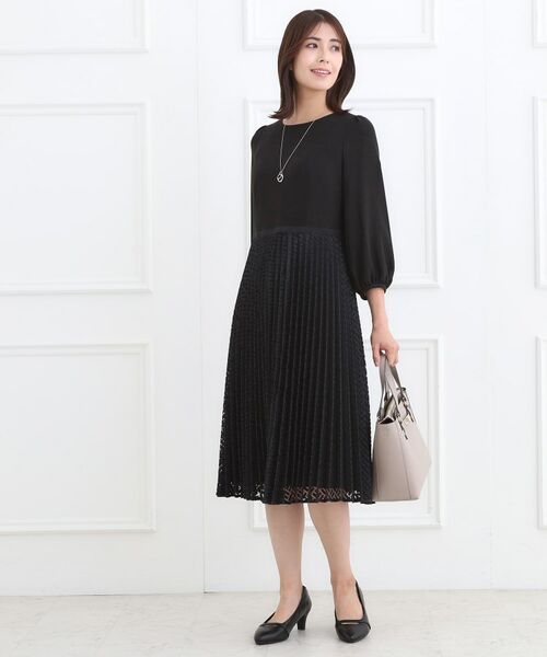 Reflect / リフレクト ミニ丈・ひざ丈ワンピース | 【フォーマル/入卒/一枚で着映え◎】シフォン×幾何柄レースプリーツワンピース | 詳細5