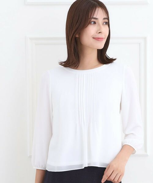 Reflect / リフレクト シャツ・ブラウス | 【フォーマル/入卒/お仕事に◎】ピンタック×スカラレースブラウス | 詳細3