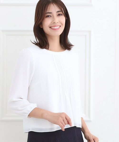 Reflect / リフレクト シャツ・ブラウス | 【フォーマル/入卒/お仕事に◎】ピンタック×スカラレースブラウス(アイボリー(004))