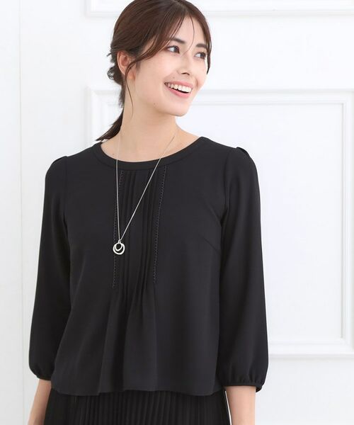 Reflect / リフレクト シャツ・ブラウス | 【フォーマル/入卒/お仕事に◎】ピンタック×スカラレースブラウス(ブラック(019))