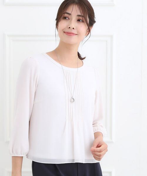 Reflect / リフレクト シャツ・ブラウス | 【フォーマル/入卒/お仕事に◎】ピンタック×スカラレースブラウス(グレージュ(050))