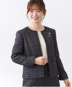Reflect / リフレクト ノーカラージャケット | 【フォーマル／入卒／セットアップ可】ツイードジャケット