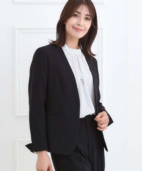 Reflect / リフレクト ノーカラージャケット | 【フォーマル/入卒/セットアップ可】ノーカラージャケット(ブラック(019))