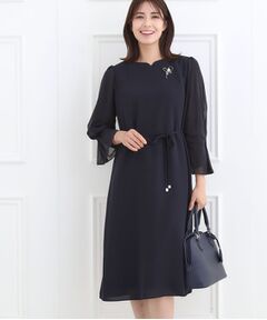 Reflect / リフレクト ミニ丈・ひざ丈ワンピース | 【フォーマル／入卒／付属リボン付き】スリーブデザインジョーゼットワンピース