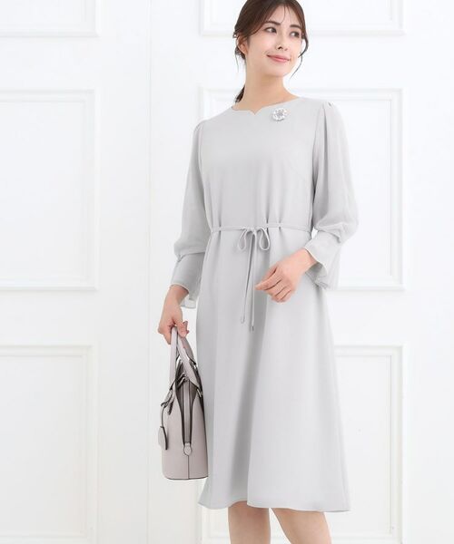 Reflect / リフレクト ミニ丈・ひざ丈ワンピース | 【フォーマル/入卒/付属リボン付き】スリーブデザインジョーゼットワンピース | 詳細1