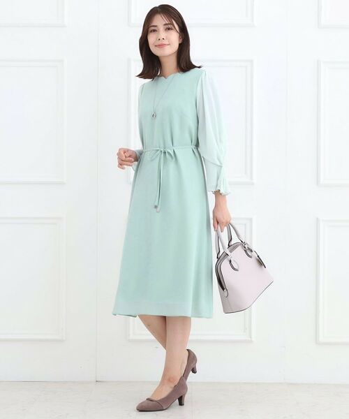 Reflect / リフレクト ミニ丈・ひざ丈ワンピース | 【フォーマル/入卒/付属リボン付き】スリーブデザインジョーゼットワンピース | 詳細10