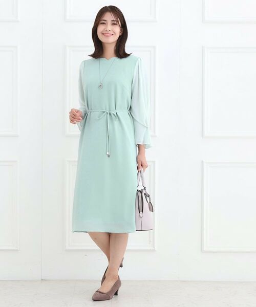 Reflect / リフレクト ミニ丈・ひざ丈ワンピース | 【フォーマル/入卒/付属リボン付き】スリーブデザインジョーゼットワンピース | 詳細11