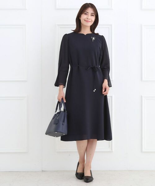 Reflect / リフレクト ミニ丈・ひざ丈ワンピース | 【フォーマル/入卒/付属リボン付き】スリーブデザインジョーゼットワンピース | 詳細14