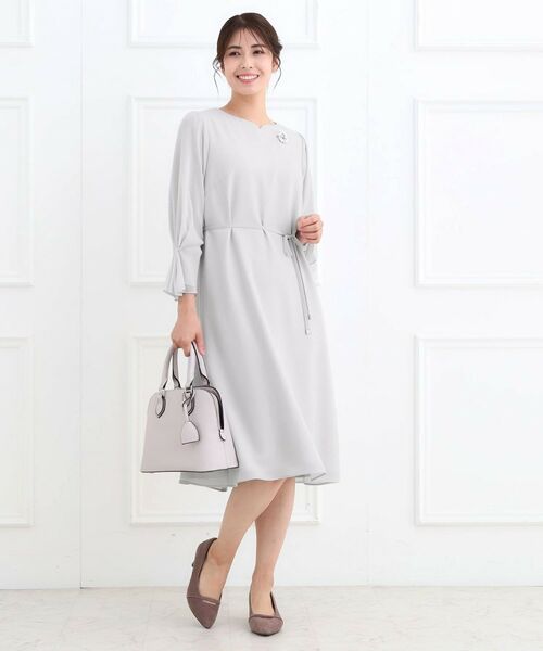 Reflect / リフレクト ミニ丈・ひざ丈ワンピース | 【フォーマル/入卒/付属リボン付き】スリーブデザインジョーゼットワンピース | 詳細3