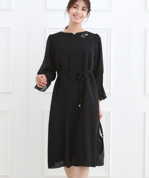 Reflect / リフレクト ミニ丈・ひざ丈ワンピース | 【フォーマル/入卒/付属リボン付き】スリーブデザインジョーゼットワンピース | 詳細5