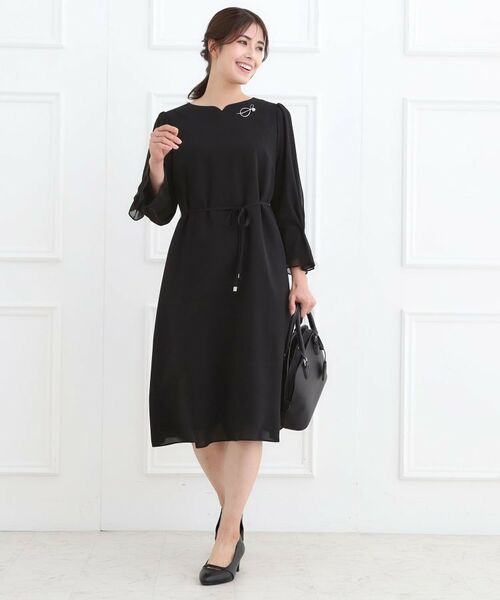 Reflect / リフレクト ミニ丈・ひざ丈ワンピース | 【フォーマル/入卒/付属リボン付き】スリーブデザインジョーゼットワンピース | 詳細6