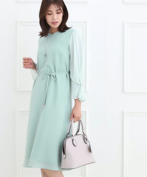 Reflect / リフレクト ミニ丈・ひざ丈ワンピース | 【フォーマル/入卒/付属リボン付き】スリーブデザインジョーゼットワンピース | 詳細9