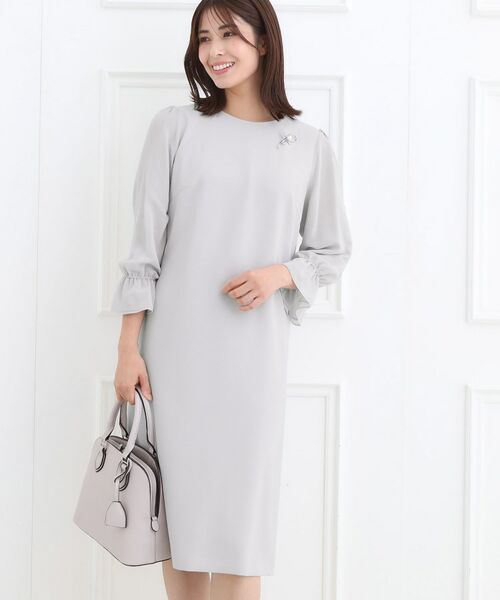Reflect / リフレクト ミニ丈・ひざ丈ワンピース | 【フォーマル/入卒/セットアップ可】キャンディスリーブワンピース(ライトグレー(011))