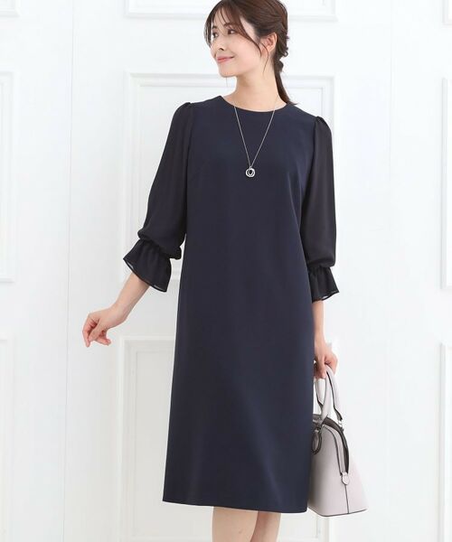Reflect / リフレクト ミニ丈・ひざ丈ワンピース | 【フォーマル/入卒/セットアップ可】キャンディスリーブワンピース(ネイビー(094))