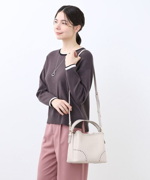 Reflect / リフレクト ハンドバッグ | 【収納力◎／付属ストラップあり】バイカラーステッチバッグ | 詳細9