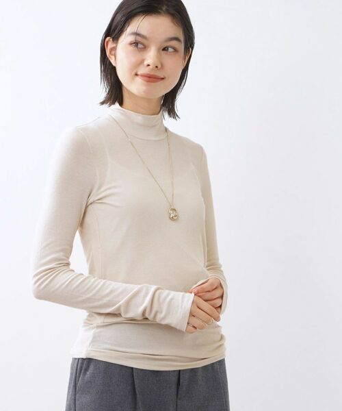 Reflect / リフレクト ニット・セーター | 【重ね着に大活躍◎/暖か保湿素材】プチタートルネックニット(ライトベージュ(051))