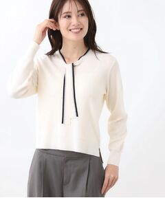 Reflect / リフレクト ニット・セーター | 【秋映え／なめらかな着心地】バイカラーボウタイ付きニット