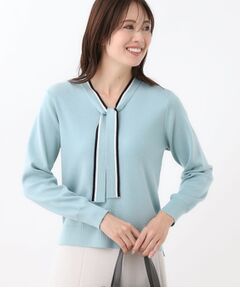 Reflect / リフレクト ニット・セーター | 【秋映え／なめらかな着心地】バイカラーボウタイ付きニット