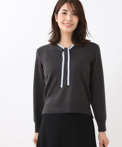 Reflect / リフレクト ニット・セーター | 【秋映え／なめらかな着心地】バイカラーボウタイ付きニット | 詳細10