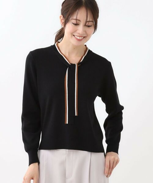 Reflect / リフレクト ニット・セーター | 【秋映え／なめらかな着心地】バイカラーボウタイ付きニット | 詳細14