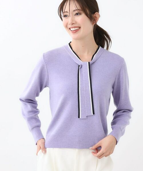 Reflect / リフレクト ニット・セーター | 【秋映え／なめらかな着心地】バイカラーボウタイ付きニット | 詳細22