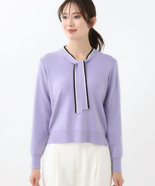 Reflect / リフレクト ニット・セーター | 【秋映え／なめらかな着心地】バイカラーボウタイ付きニット | 詳細27