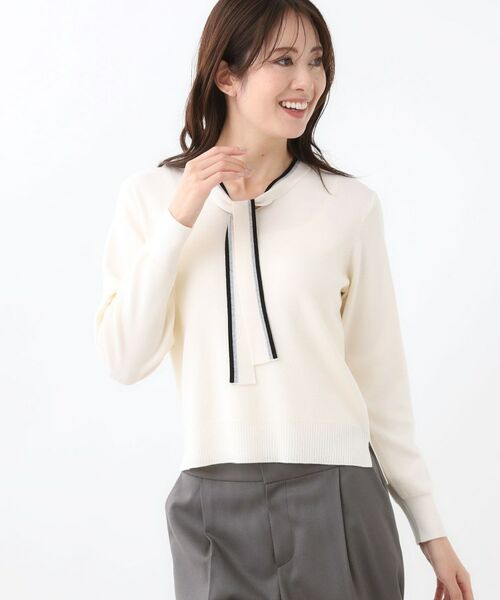 Reflect / リフレクト ニット・セーター | 【秋映え／なめらかな着心地】バイカラーボウタイ付きニット | 詳細6