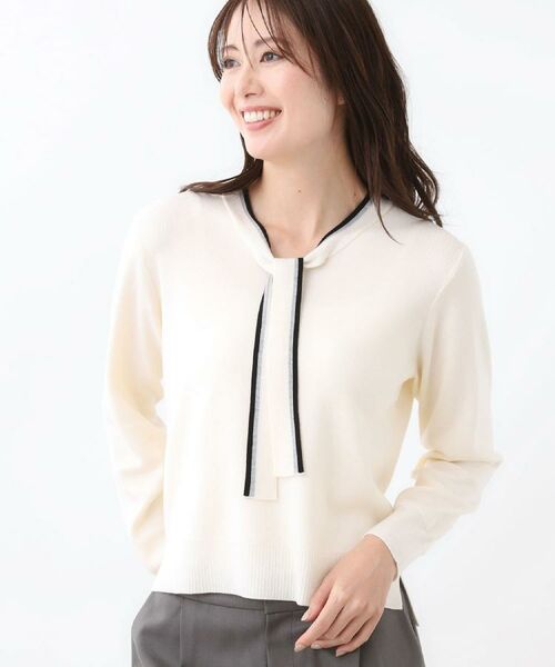 Reflect / リフレクト ニット・セーター | 【秋映え／なめらかな着心地】バイカラーボウタイ付きニット | 詳細7