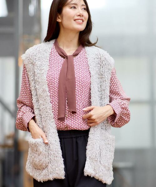 Reflect / リフレクト ベスト | 【秋映え／ふんわり軽い／ゆったりシルエット】ファンシーヤーンベスト | 詳細2