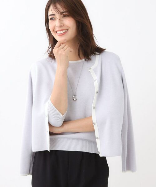 Reflect / リフレクト その他トップス | 【秋映え/単品使い◎/すっきり見え】ブローチ付きニットアンサンブル(ライトグレー(511))