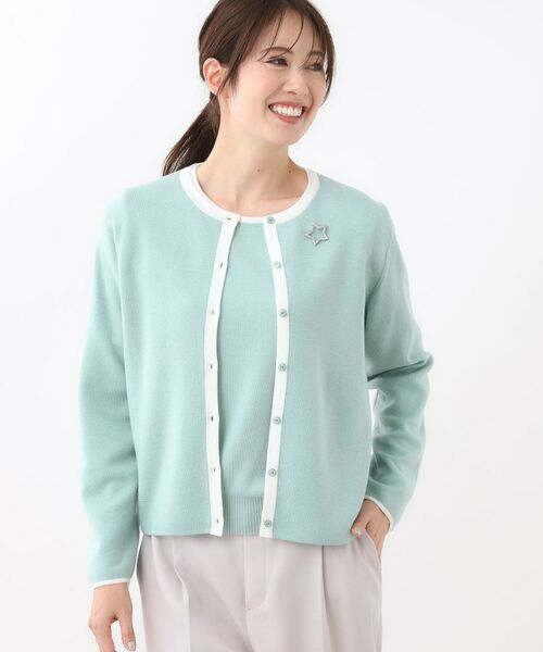 Reflect / リフレクト その他トップス | 【秋映え/単品使い◎/すっきり見え】ブローチ付きニットアンサンブル(ミントグリーン(521))