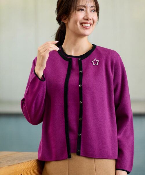 Reflect / リフレクト その他トップス | 【秋映え/単品使い◎/すっきり見え】ブローチ付きニットアンサンブル(ピンク(574))