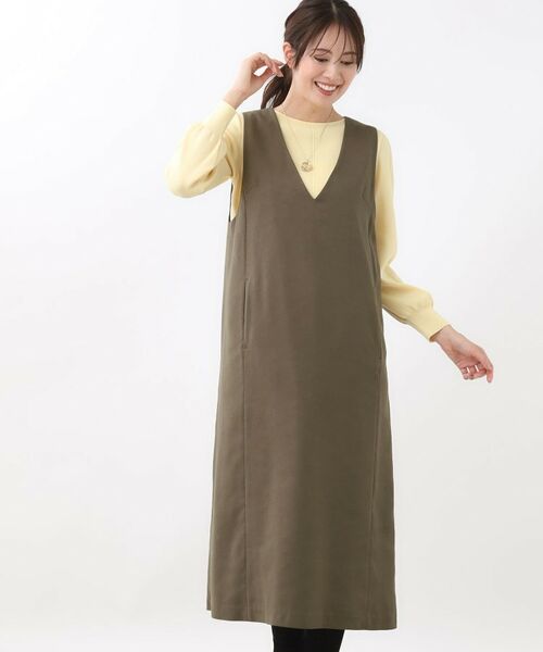 Reflect / リフレクト ロング・マキシ丈ワンピース | 【すっきりシルエット】スエードライクジャンパースカ―ト(モカブラウン(042))