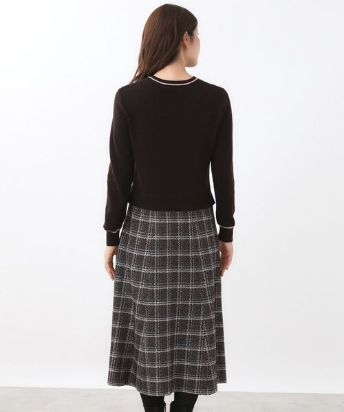 Reflect / リフレクト ロング・マキシ丈ワンピース | 【コートインでもすっきり◎】チェック柄ニットドッキングワンピース | 詳細19