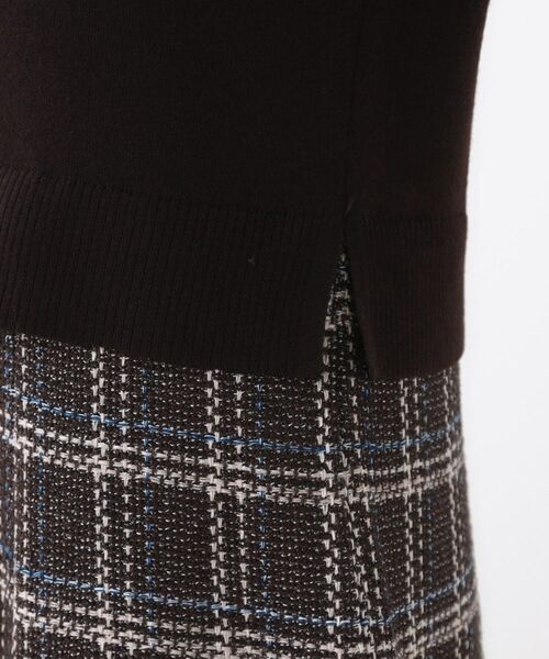 Reflect / リフレクト ロング・マキシ丈ワンピース | 【コートインでもすっきり◎】チェック柄ニットドッキングワンピース | 詳細22