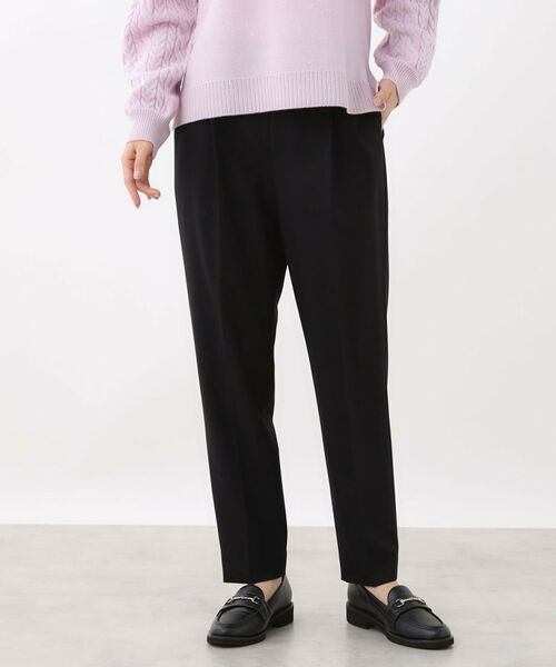 Reflect / リフレクト パンツ | 【腰周りすっきり◎】センタープレス入りテーパードパンツ(ブラック(019))