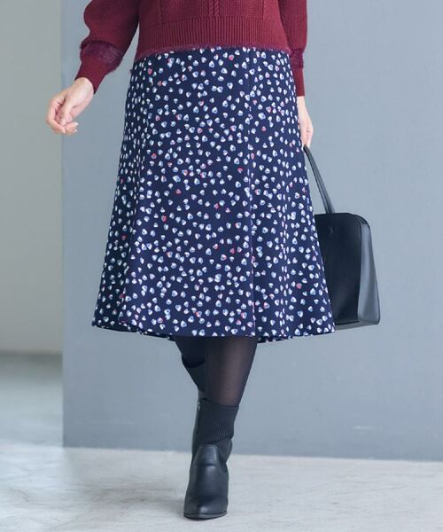 Reflect / リフレクト スカート | ソフトフレアプリントスカート(ネイビー(194))