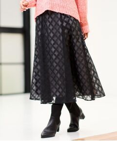 Reflect / リフレクト ロング・マキシ丈スカート | 【ウエストリボン付き】フラワー柄シアーフレアスカート