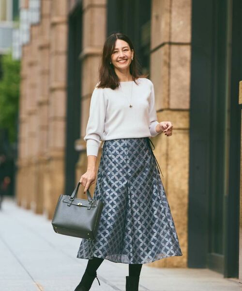 Reflect / リフレクト ロング・マキシ丈スカート | 【ウエストリボン付き】フラワー柄シアーフレアスカート | 詳細1