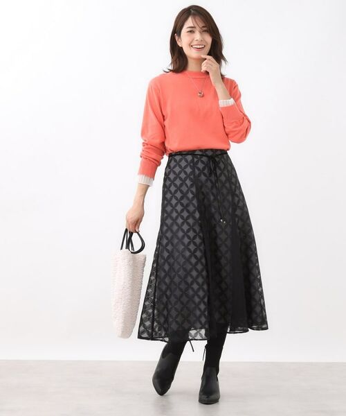 Reflect / リフレクト ロング・マキシ丈スカート | 【ウエストリボン付き】フラワー柄シアーフレアスカート | 詳細11