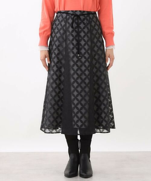 Reflect / リフレクト ロング・マキシ丈スカート | 【ウエストリボン付き】フラワー柄シアーフレアスカート | 詳細16