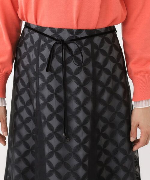 Reflect / リフレクト ロング・マキシ丈スカート | 【ウエストリボン付き】フラワー柄シアーフレアスカート | 詳細19