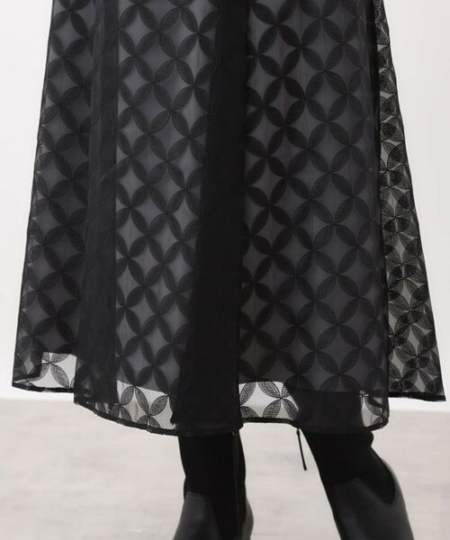 Reflect / リフレクト ロング・マキシ丈スカート | 【ウエストリボン付き】フラワー柄シアーフレアスカート | 詳細22