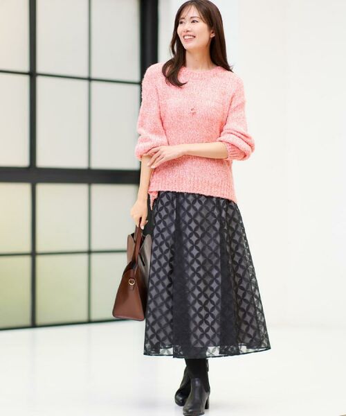 Reflect / リフレクト ロング・マキシ丈スカート | 【ウエストリボン付き】フラワー柄シアーフレアスカート | 詳細4