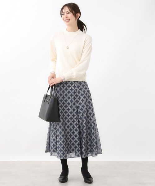 Reflect / リフレクト ロング・マキシ丈スカート | 【ウエストリボン付き】フラワー柄シアーフレアスカート | 詳細7